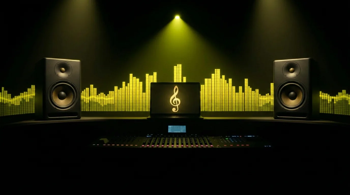 Studio di registrazione Masterclass FFH con visualizer audio e produzione AI music